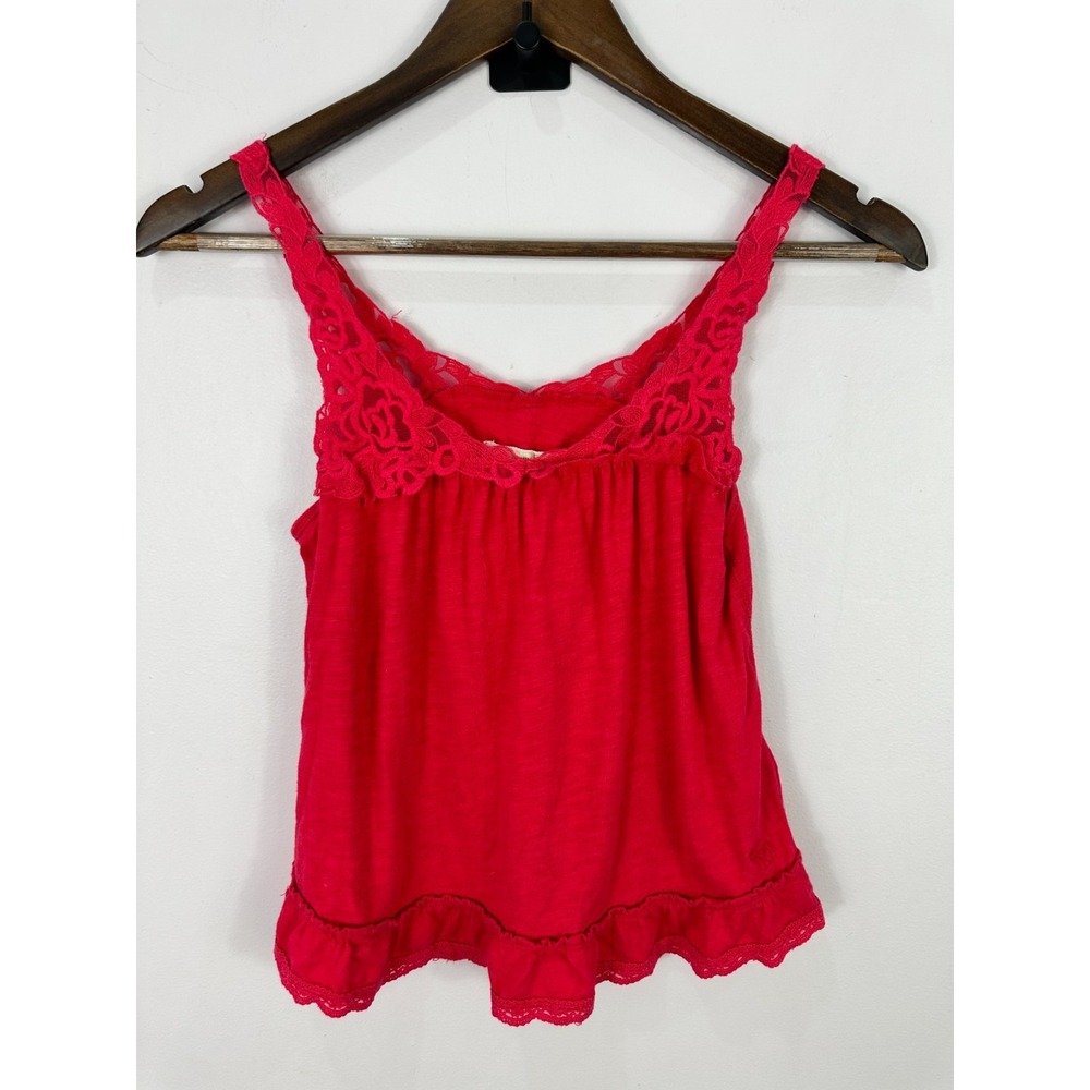 Vtg Y2K Abercrombie‎ Fitch Tank Top XS Bella Swan Lace Trim Layering Feminine